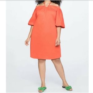 ELOQUII  Orange Halter Neck Dress